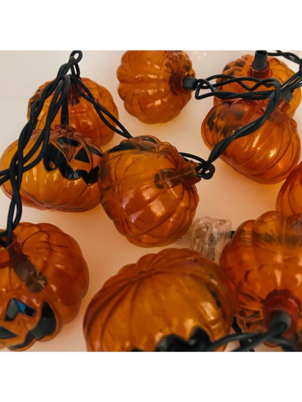 Halloween Pumpkin String Lights 6 Ft Clear Orange Plastic Jack O Lantern Decor - Picture 8 of 10